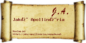 Jakó Apollinária névjegykártya